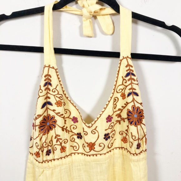 Prana Tops - Prana Yellow Floral Embroidered Halter Tank M